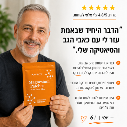 מדבקות מגנזיום להקלה בכאבי הגב והסיאטיקה