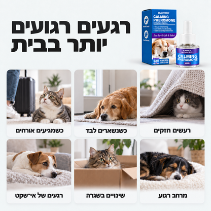 מפיץ מרגיע לתמיכה בחיות מחמד במצבי מתח וחרדה